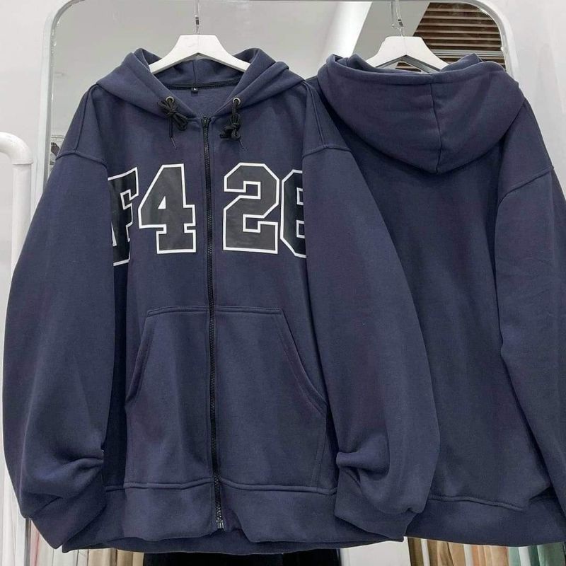 Áo Hoodie khoá F426 nam nữ unisex , Áo khoác nỉ ngoại mũ 2 lớp phom rộng tay bồng phong cách Hàn QUỐC Freesize dưới 70kg