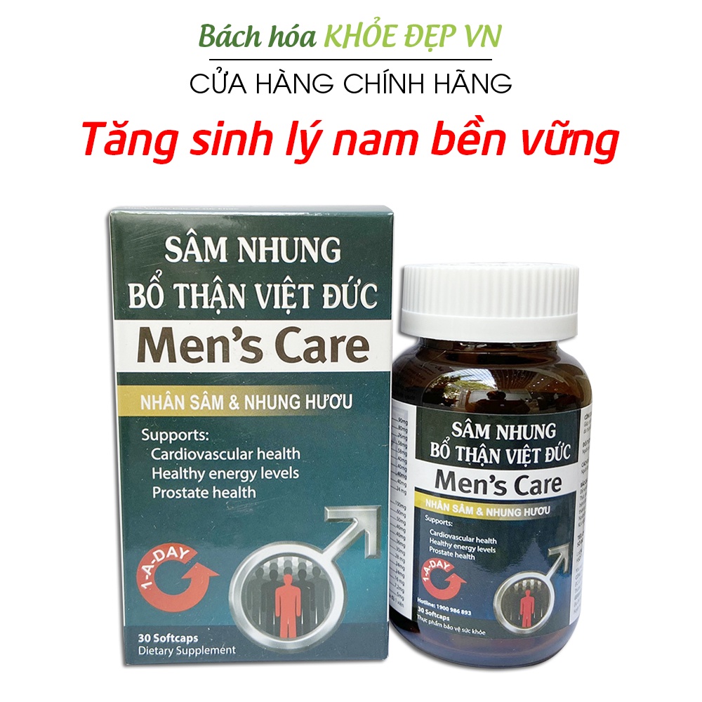 Sâm Nhung Bổ Thận tăng sinh lý nam, mạnh gân cốt, giảm tiểu đêm - 30 viên (Sâm Nhung Bổ Thận Việt Đức Xanh)