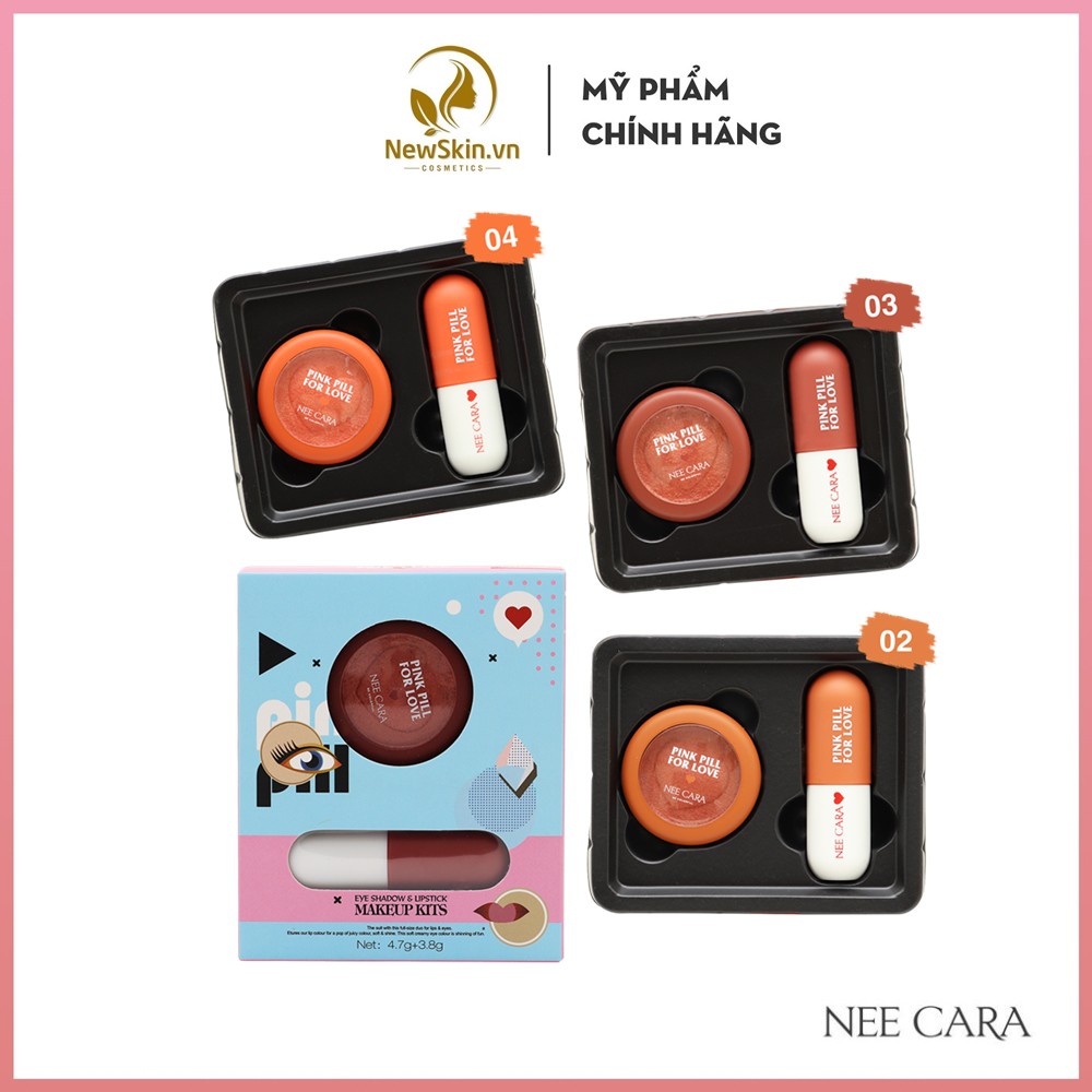 Set son môi và phấn mắt Nee Cara eyeshadow &amp; lipstick