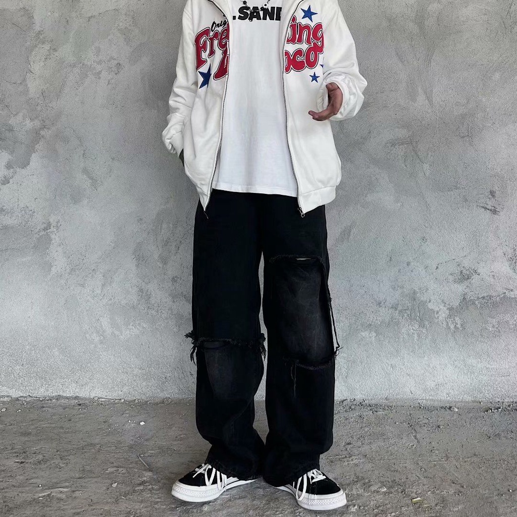 Quần Jeans Dài Ống Rộng Thời Trang Dành Cho Nam