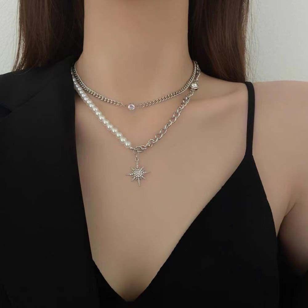 Dây Chuyền Hai Lớp Hình Ngôi Sao Lấp Lánh Thanh Lịch Thời Trang|Dây Chuyền Xích Thời Trang Cá Tính