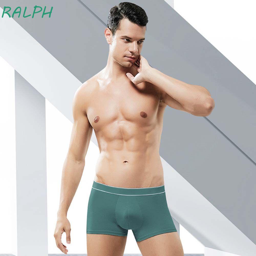 RALPH Quần lót boxer cotton mềm mại co giãn cao không đường may màu trơn kẻ sọc ngang nhiều màu sắc cho nam