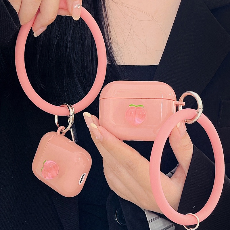 Ốp Hộp Đựng Tai Nghe Nhét Tai Hình Trái Đào Cho airpods1 / 2 AirPods3