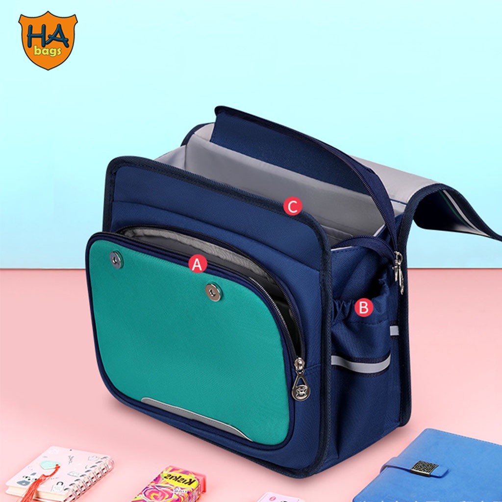 Cặp sách lớp 1, 2 HA1002 kích thước 26x33x14cm mẫu balo cấp 1 năm học mới 2023