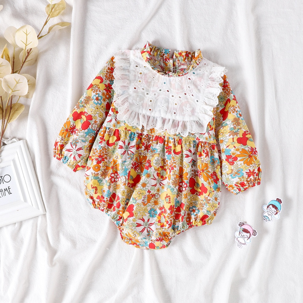 Jumpsuit Tay Dài Hoạ Tiết Hoa Cho Bé Gái