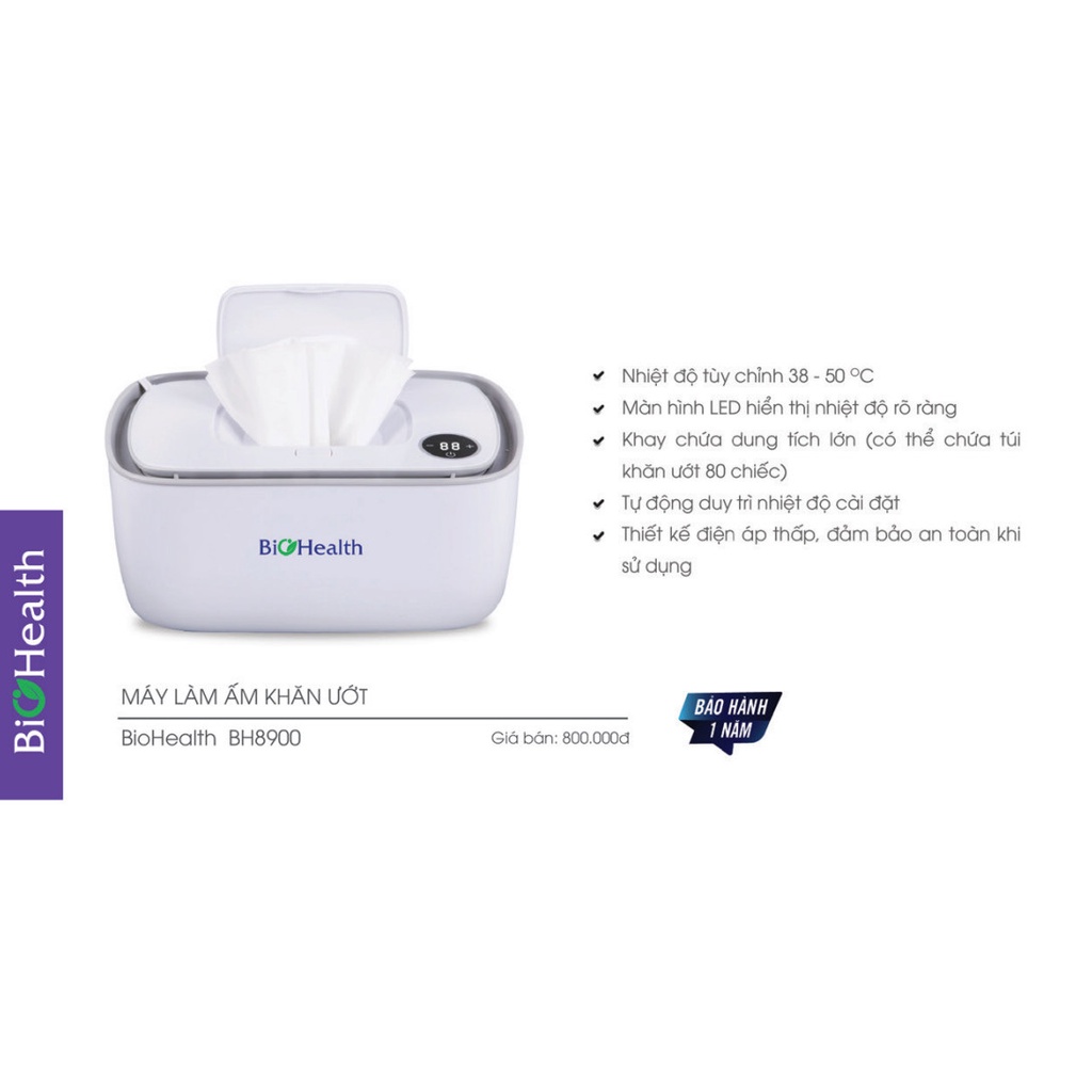 Máy Làm Ấm, Ủ Ẩm Khăn Ướt Đa năng - Có Thể Chứa Túi Khăn Ướt 80 Chiếc - Chính Hãng Biohealth BH8900