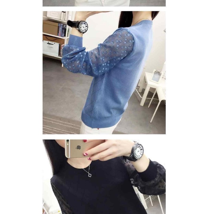Áo Sweater Tay Dài Dáng Rộng Vải Voan Mỏng Cỡ Lớn Thời Trang Trẻ Trung