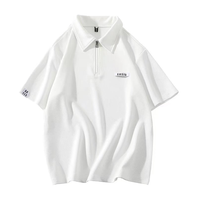 Áo Sơ Mi Polo Tay Ngắn Dáng Rộng Có Khóa Kéo Phong Cách Đường Phố Đơn Giản Thời Trang Mùa Hè Cho Nam Giới Size M-3XL