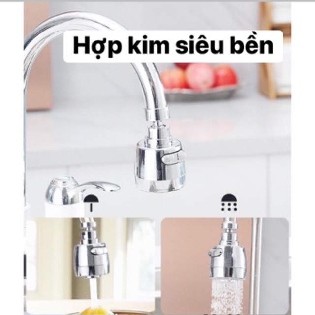 Đầu vòi rửa bát 3 chế độ quay 360 độ hợp kim siêu bền