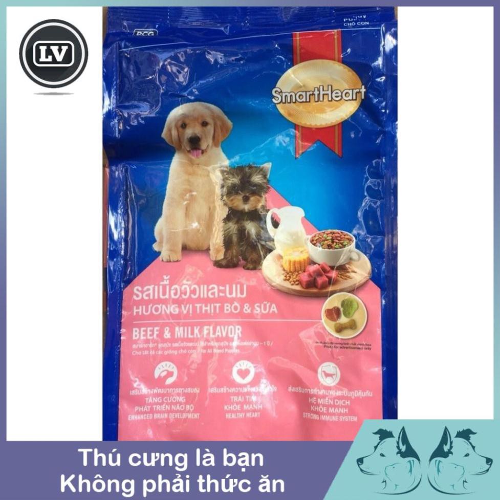 Hạt khô cho chó - Thức Ăn Cho Chó Nhỏ Puppy SmartHeart vị thịt bò và sữa 400g Phụ kiện Long Vũ