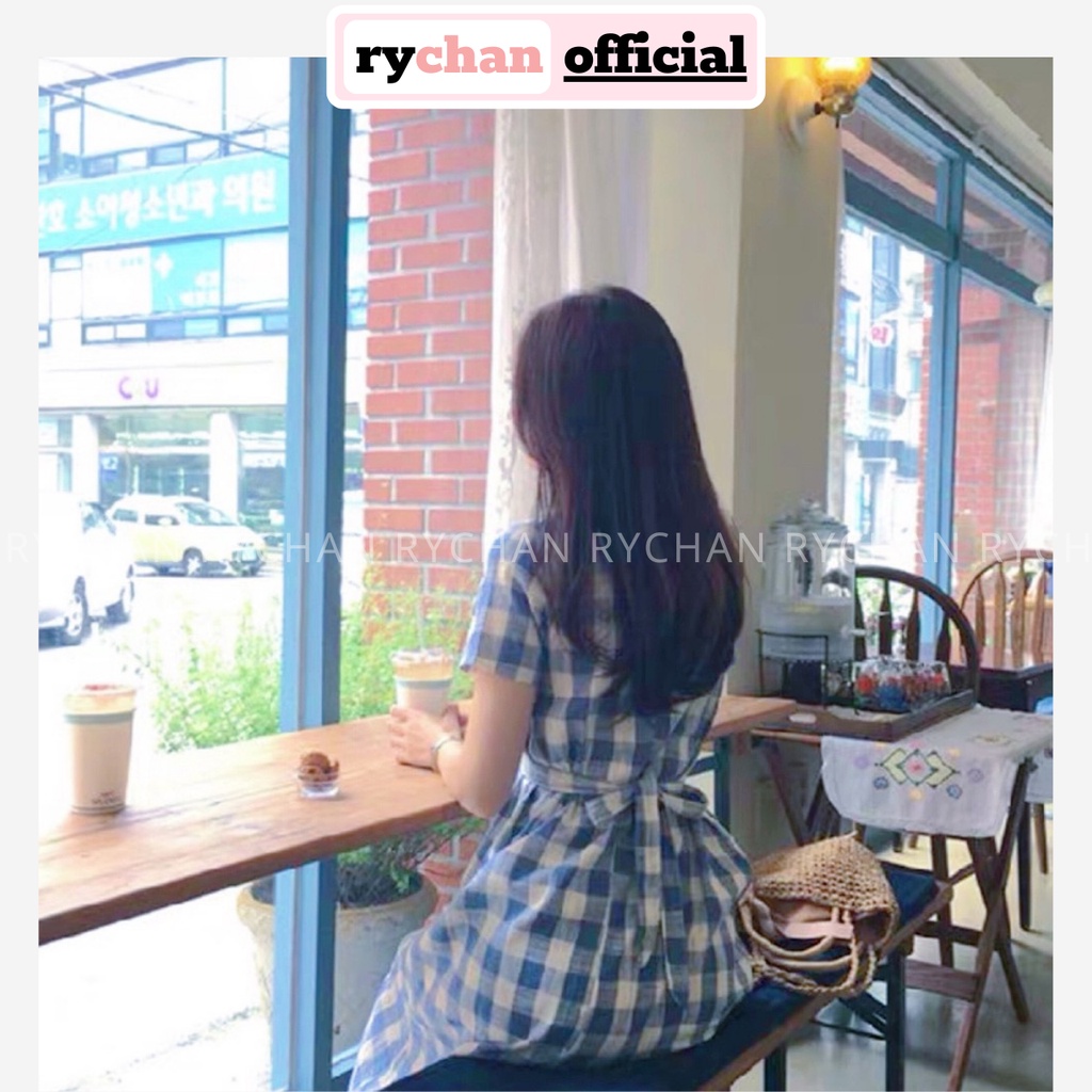 [ẢNH THẬT CUỐI] Đầm Xòe Midi Caro Buộc Eo Thanh Lịch - DX570