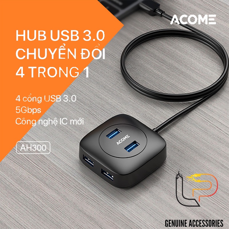 Hub Usb 4 Port 3.0 ACOM - Bộ Chia 4 Cổng USB 3.0 ACOM