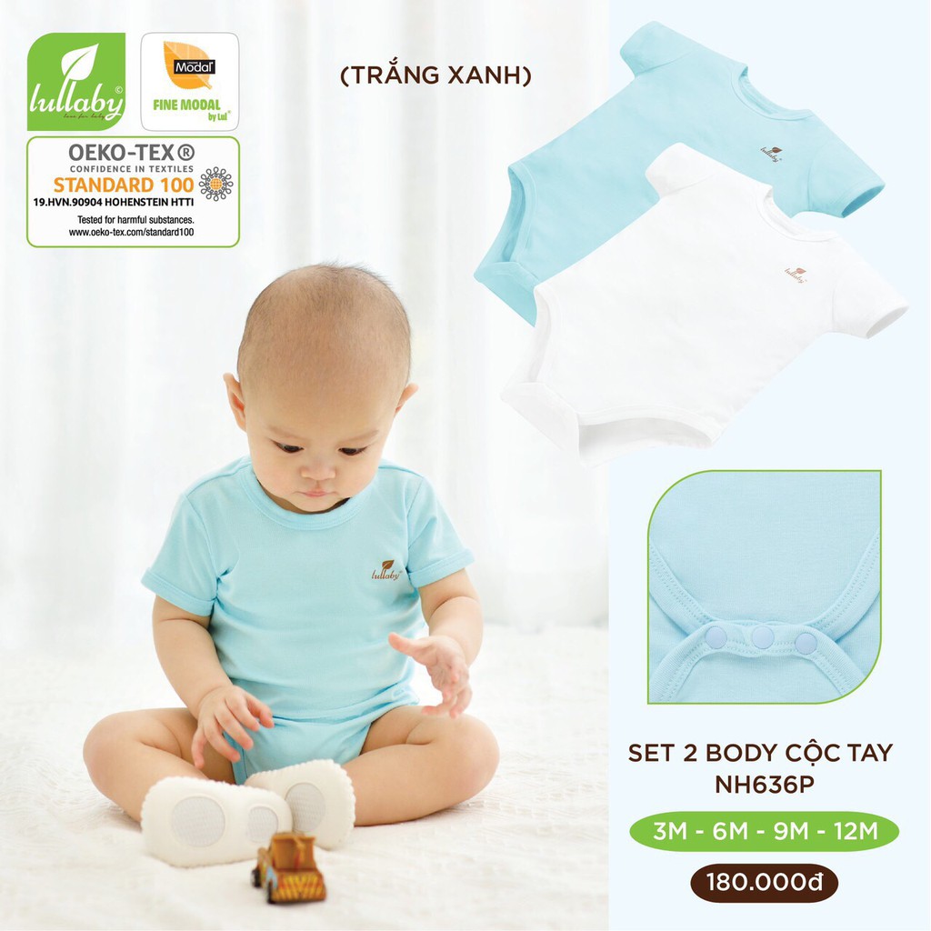 Body suit cộc tay Lullaby Modal Bamboo cao cấp mềm mịn thoáng mát cộc tay cho bé trai bé gái Nh636P NH622P NH690P