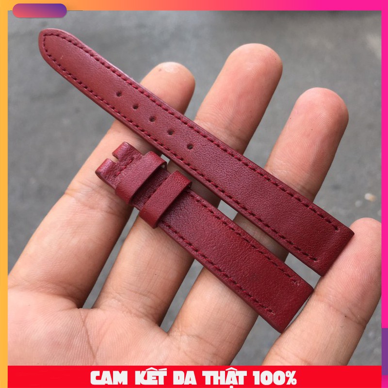 Dây Đồng Hồ Da Bò Handmade Màu Đỏ Đậm Dành Cho Nữ Đủ Size