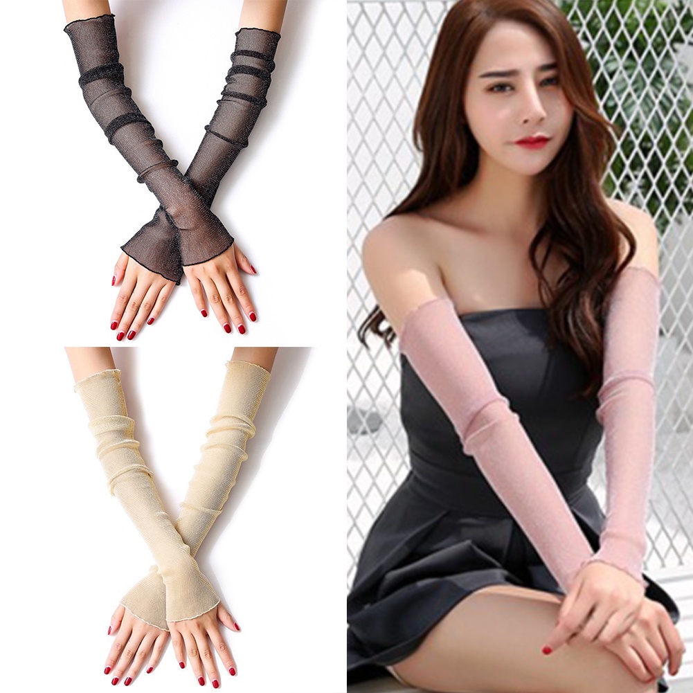 Găng Tay Chống Nắng Màu Trơn Mới Cho Nữ