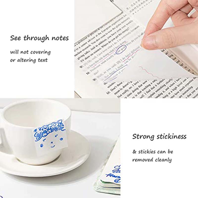 Set 50 Tờ Giấy Ghi Chú 3 Kích Cỡ Chống Nước Màu Trong Suốt Cho Trường Học/Văn Phòng