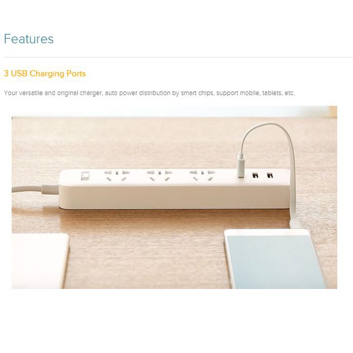 Ổ Cắm Điện Thông Minh Xiaomi Mi Với 3 Cổng Usb Đen