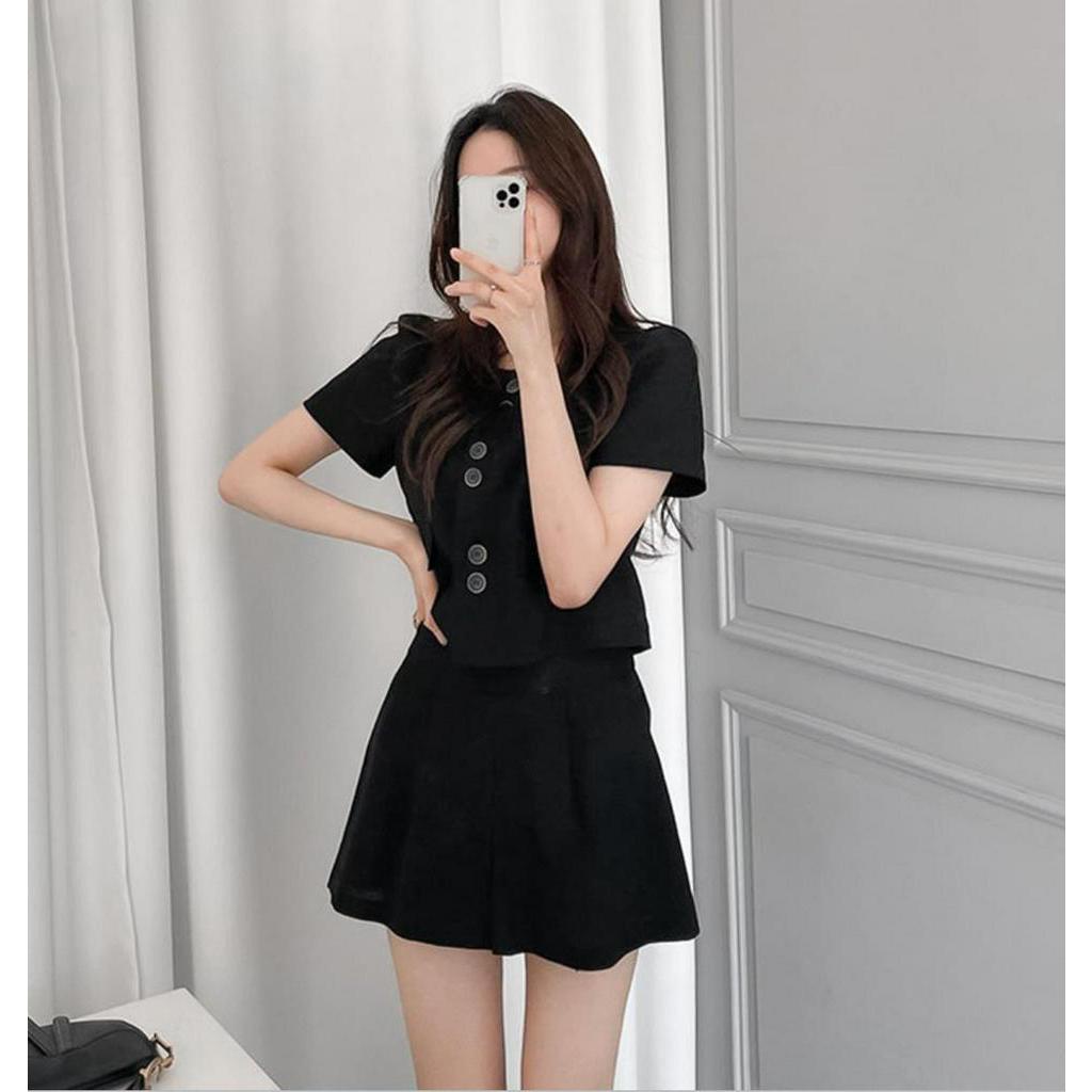 Set Áo Sơ Mi Ngắn Tay Và Quần Short Vải Lanh 61359