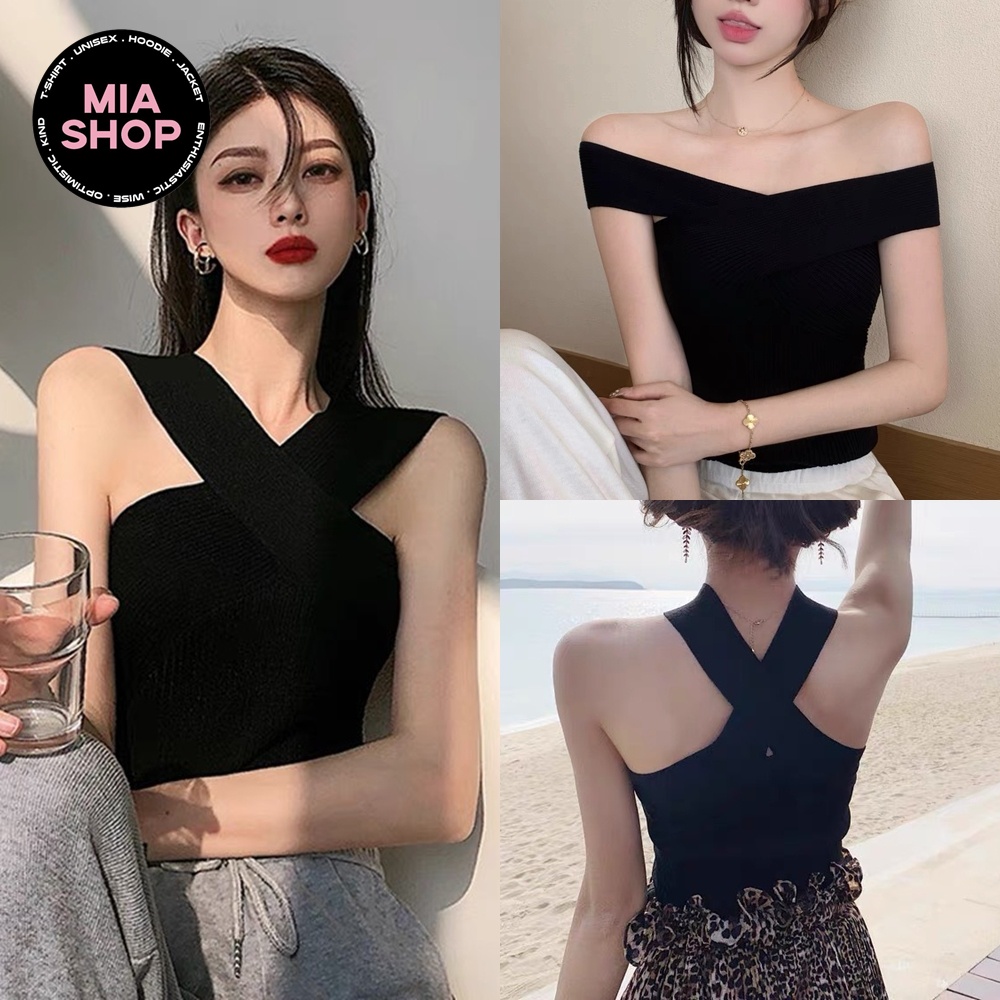 Áo thun cổ yếm sát nách MIA - Áo body nữ trơn không tay ôm body