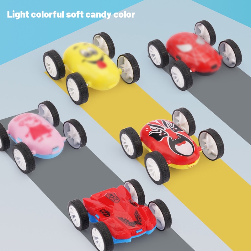 ZHAN QI TOYS Đồ chơi mô hình xe hơi họa tiết hoạt hình hai mặt dễ thương cho bé trai