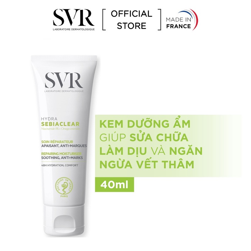 Kem dưỡng SVR Active Sebiaclear Mat Pores 40ml, SVR Hydra kiềm dầu, se khít lỗ chân lông và phục hồi làm dịu da