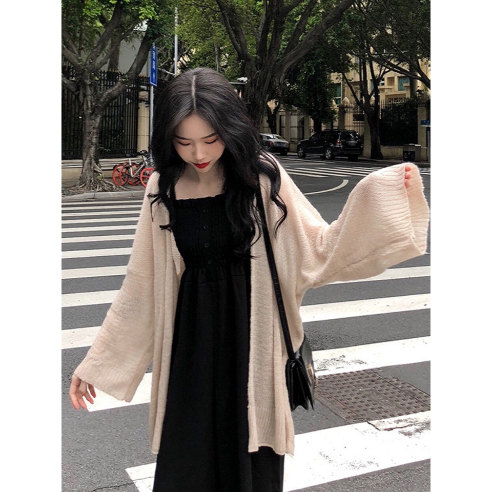 Áo Khoác Cardigan Len Mỏng 3 Màu Thời Trang Hàn Quốc Đi Chơi Đi Biển