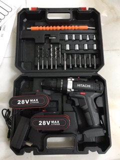 Máy khoan bin Hitachi có búa kèm đồ nghề