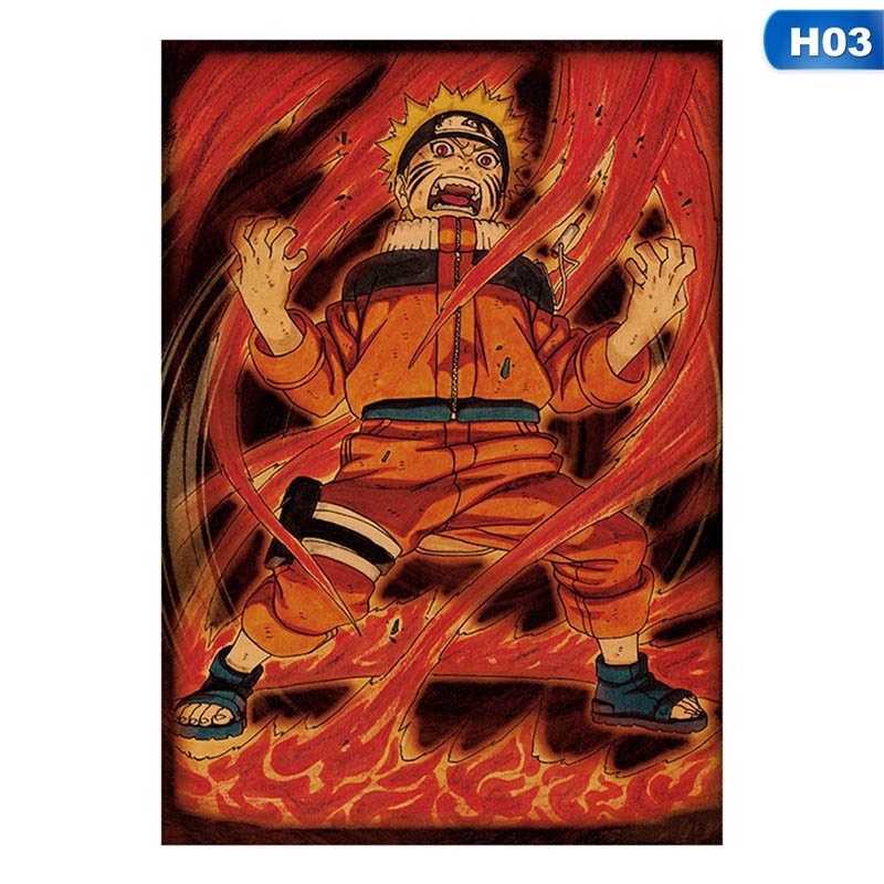 Poster giấy Kraft treo trang trí tường in hình các nhân vật trong anime Naruto