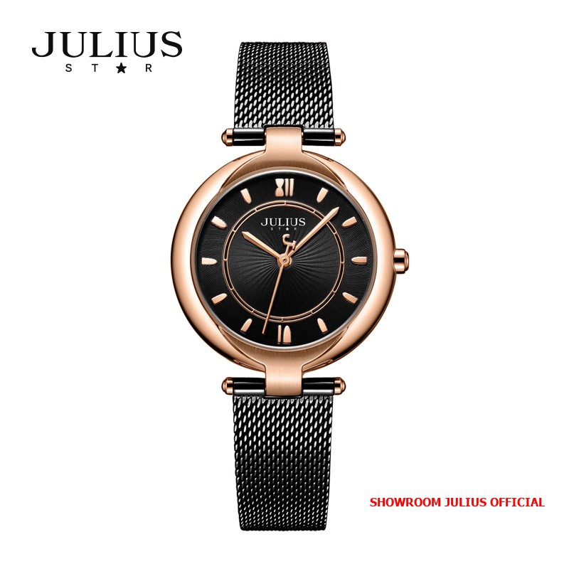 Đồng hồ nữ Julius JS028 kính Sapphire dây Inox mạ Ion