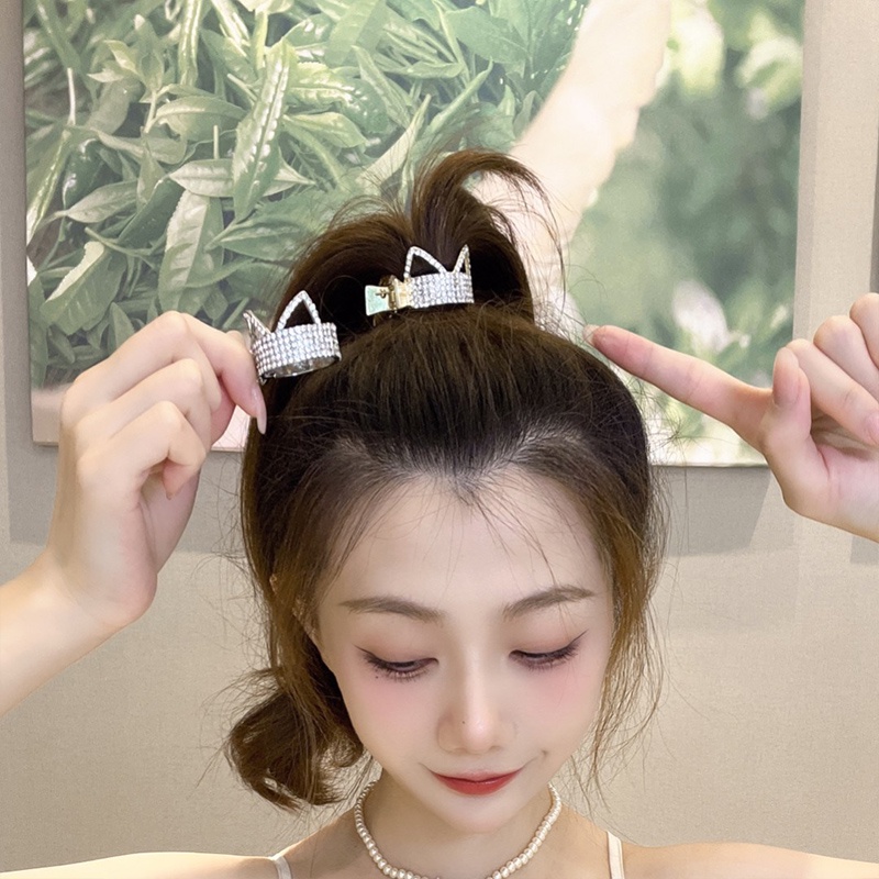 Kẹp Tóc Hình Tai Mèo Đính Đá Nhỏ Xinh Thời Trang Hàn Quốc