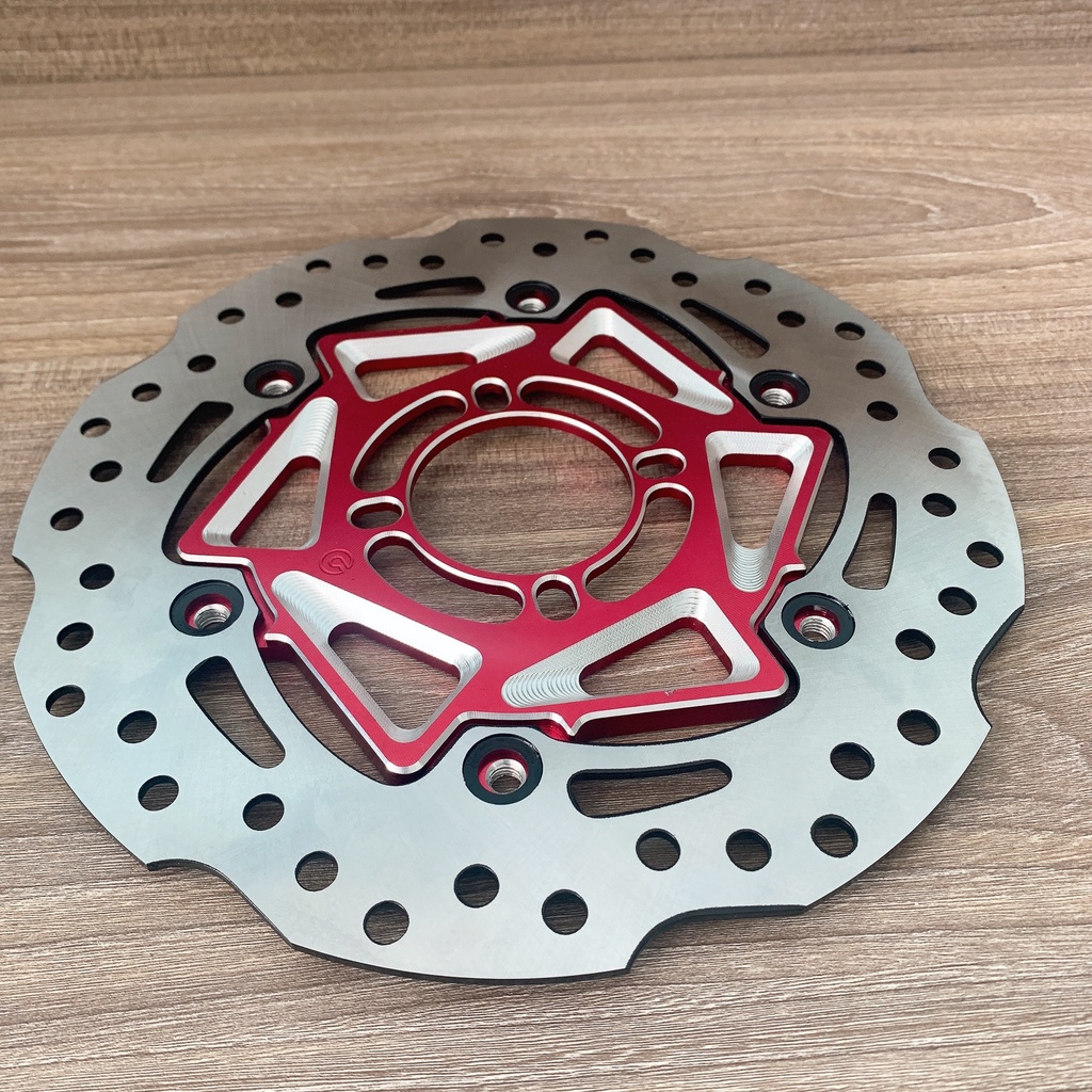 Đĩa Thắng Trước (Vành Răng) + Lòng CNC 4 Lỗ size 260mm (MÀU ĐỎ) gắn Thông Dụng Cho Tất Cả các dòng Xe đi Mâm 4 lỗ