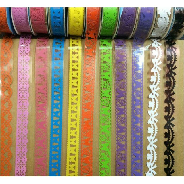 Băng dính ren màu họa tiết trang trí - 01 cuộn (Inbox chọn mẫu trước khi đặt hàng)