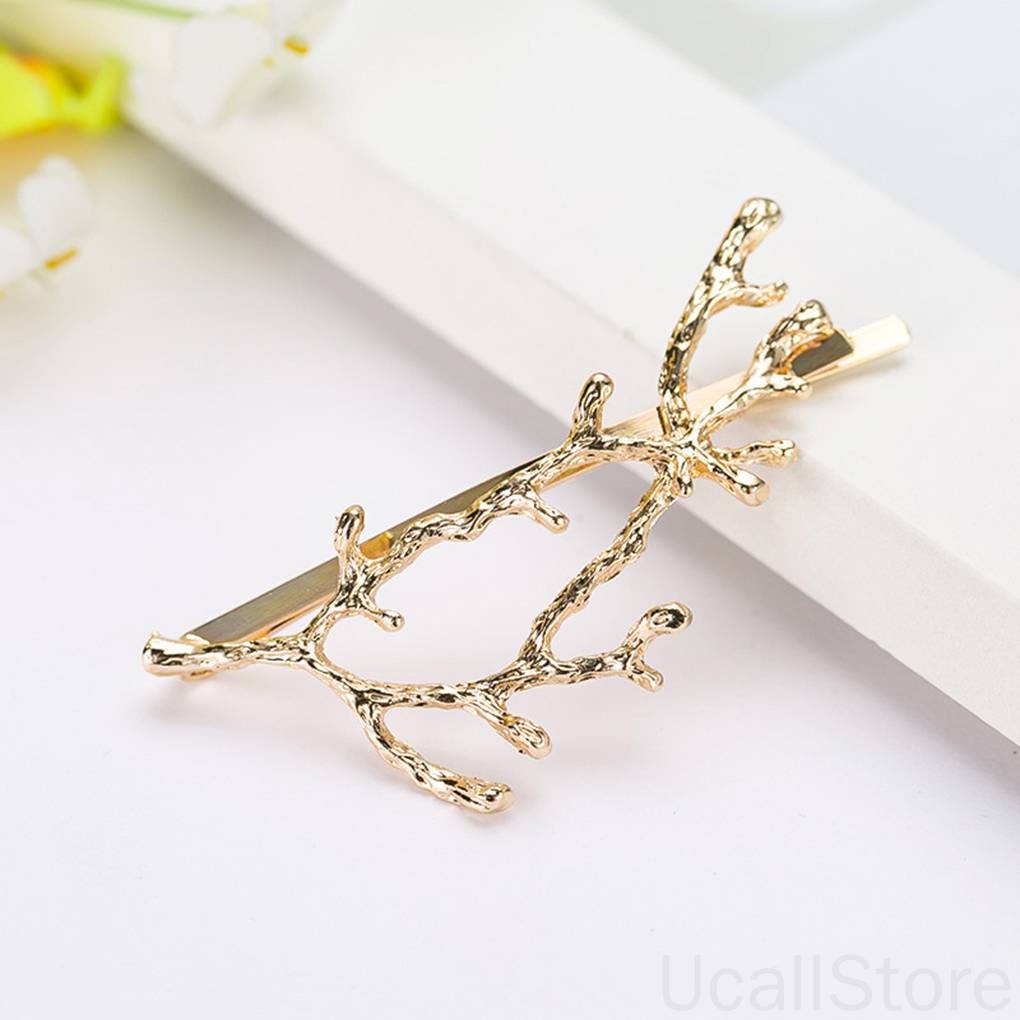 Kẹp Tóc Hình Cành Cây Bằng Hợp Kim Màu Vàng / Bạc Phong Cách Hàn Quốc Cổ Điển Dành Cho Nữ 1