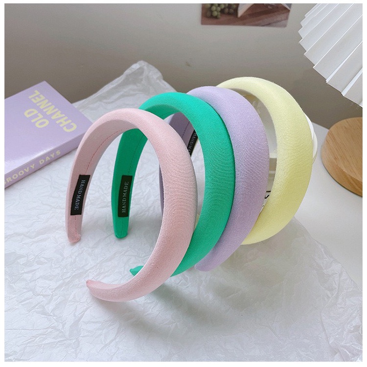 CX05 Cài tóc băng đô bờm tóc nư cài xốp màu trơn pastel xinh xắn nhã nhặn