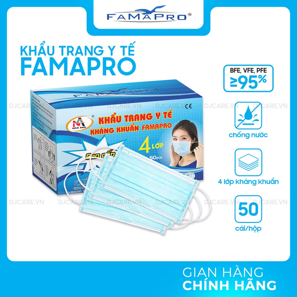 [FAMAPRO CÔ GÁI- HỘP 50 CÁI] Khẩu trang y tế 4 lớp kháng khuẩn Famapro