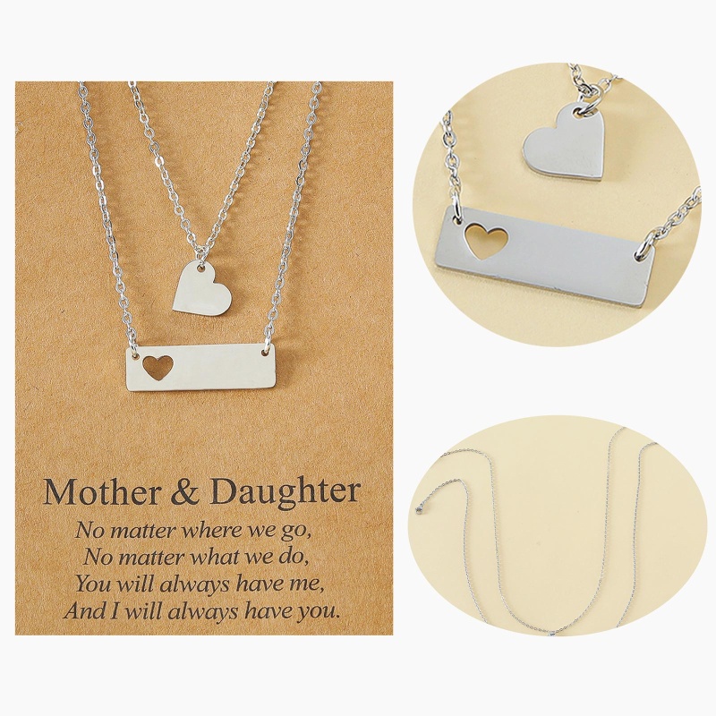 Set 2 Vòng cổ Bạc Mặt Hình Trái Tim