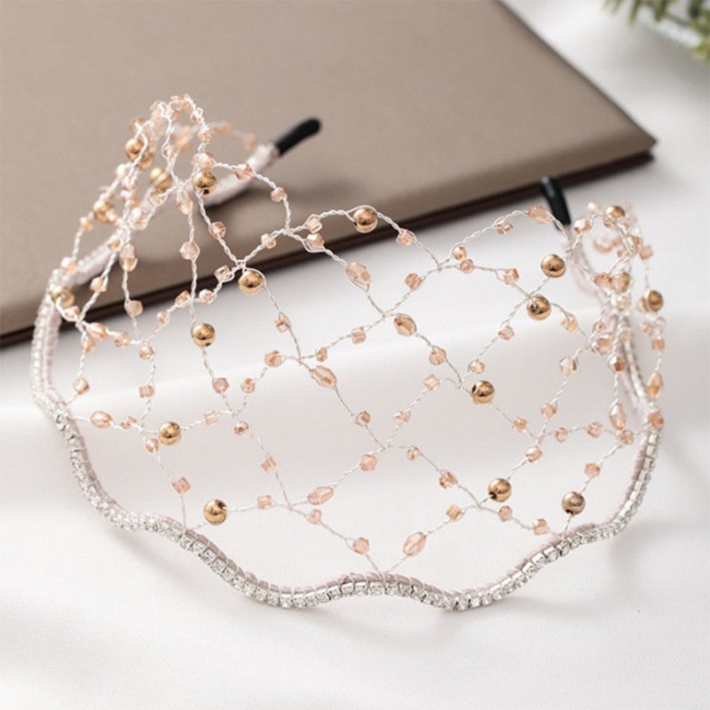 Băng Đô Cài Tóc Dạng Chuỗi Hạt Ngọc Trai Đính Pha Lê Nhân Tạo Phong Cách Baroque Cổ Điển Sang Trọng Dành Cho Cô Dâu