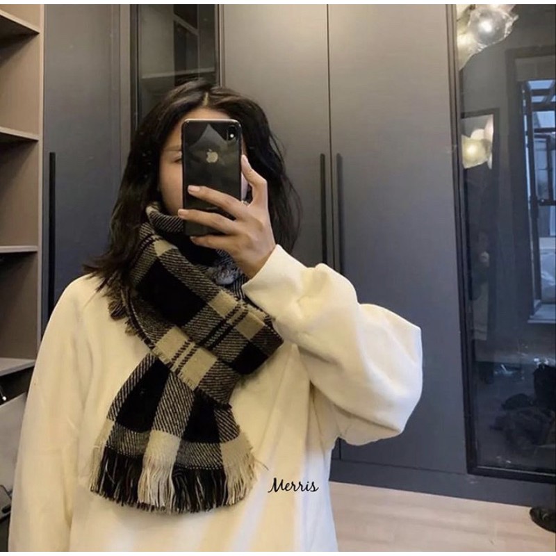 KHĂN QUÀNG HÀN QUỐC - KHĂN KẺ 2 MẶT K7