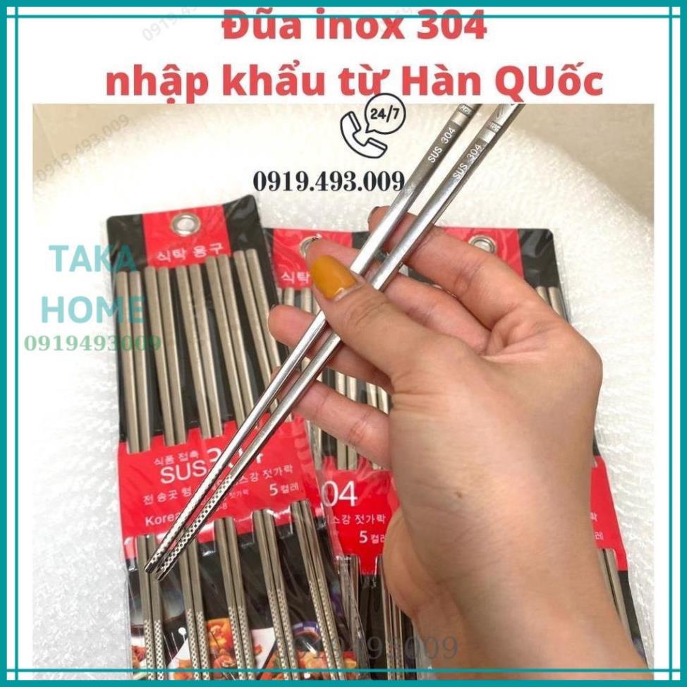 Đũa inox 304 hàn quốc chống trơn trượt cao cấp  , LỖI 1 ĐỔI 1 TAKA HOME