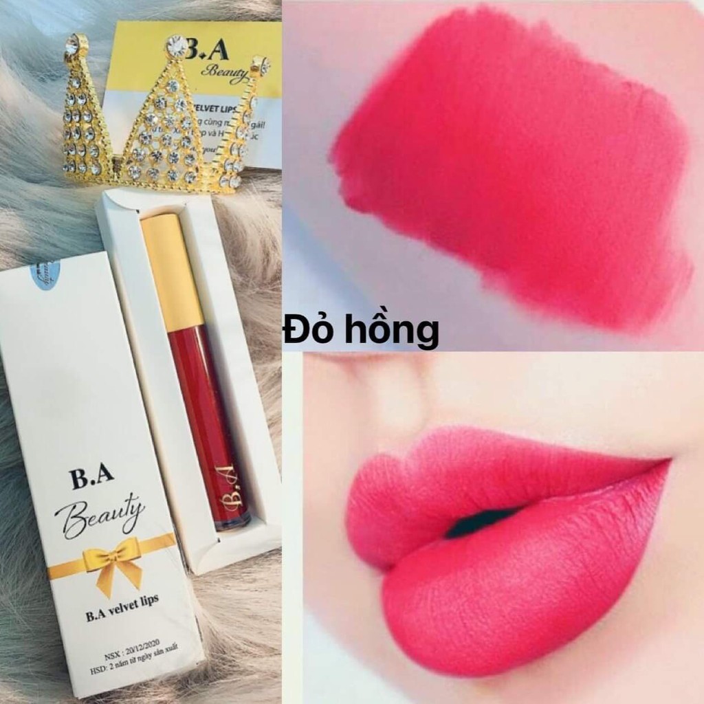 [08 Đỏ Hồng] Son Kem Lì Nắp Vàng Cao Cấp B.A Màu Đỏ Hồng | BigBuy360 - bigbuy360.vn