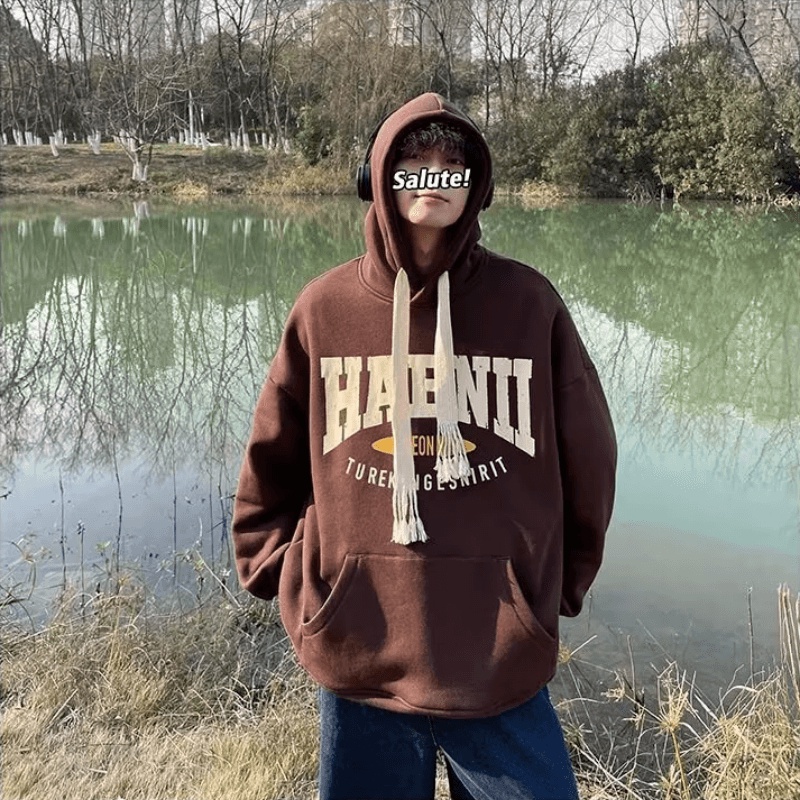 Áo hoodie Dáng Rộng In Chữ Thời Trang Hàn Quốc Chất Lượng Cao Cho Nam Size M-5XL