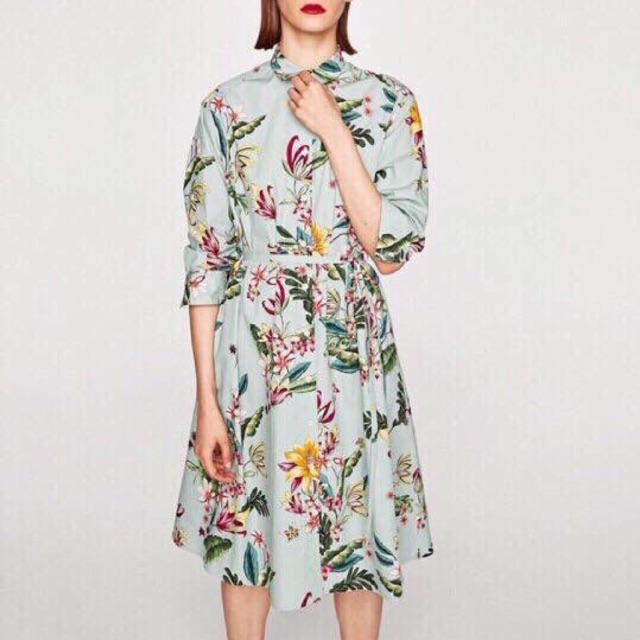 Đầm Zara bông xanh