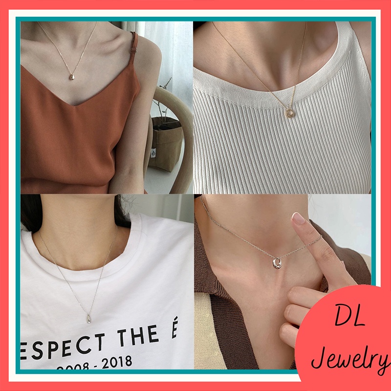 Vòng cổ nữ đẹp DL.Jewelry,Dây chuyền nữ xỏ vòng tròn thiết kế tinh xảo phong cách thời trang mới