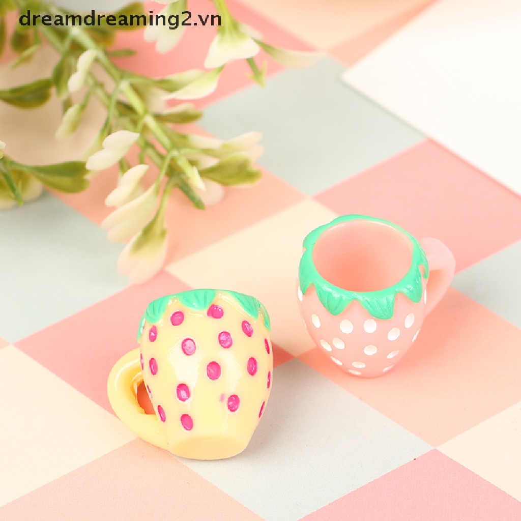2 Cốc nước mini bằng nhựa tỉ lệ 1: 12 trang trí nhà búp bê