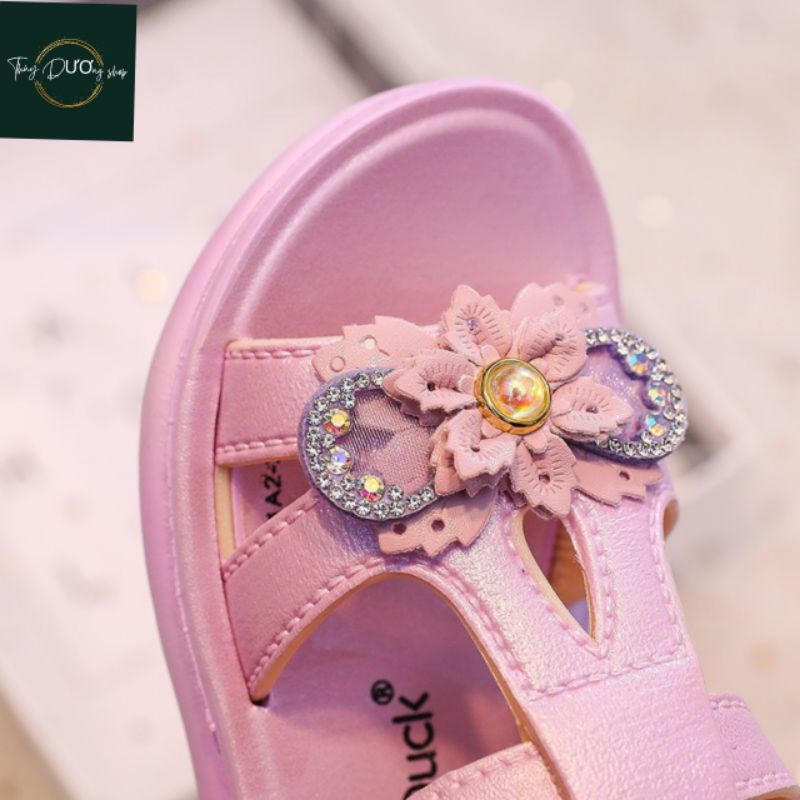 Dép sandal bé gái.Sandal quai hậu cho bé gái đính lơ xinh phong cách hàn quốc