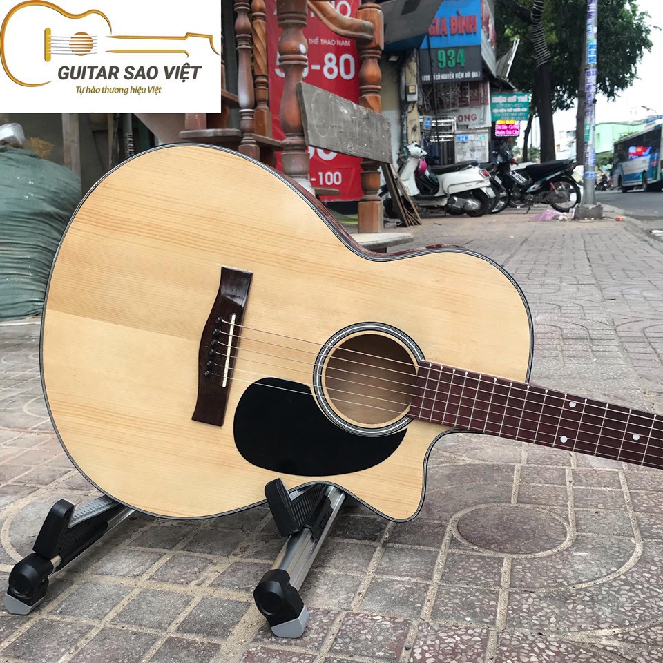 Đàn guitar Việt Nam,Guitar cho người mới chơi,Guitar E-75SV mặt gỗ thông nguyên tấm giá hủy diệt toàn quốc