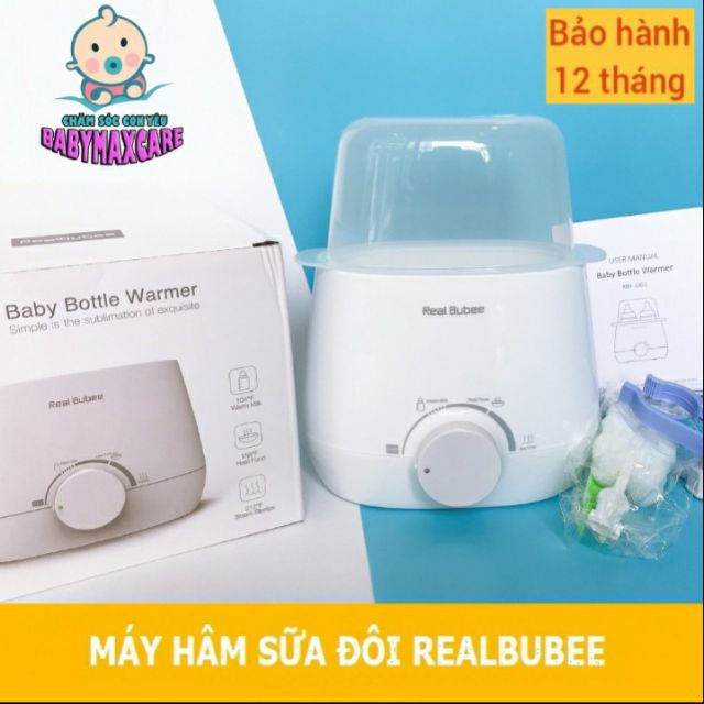 Máy Hâm Sữa Tiệt Trùng Đôi REALBUBEE, Tặng Gắp Chống Nóng Và Dụng Cụ Vệ Sinh Bình Sữa Của Hãng