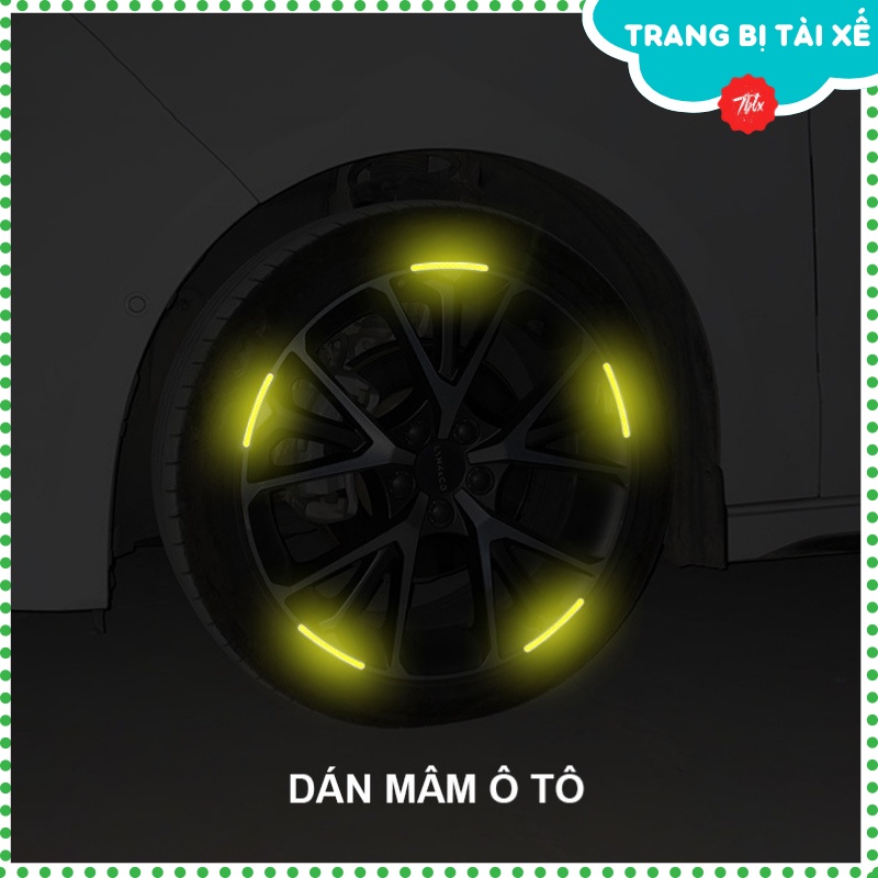 Miếng dán phản quang ô tô dán trên vành bánh lốp xe hơi hoặc dán xe máy, xe đạp trang trí ấn tượng trời tối(Giá 1 miếng)