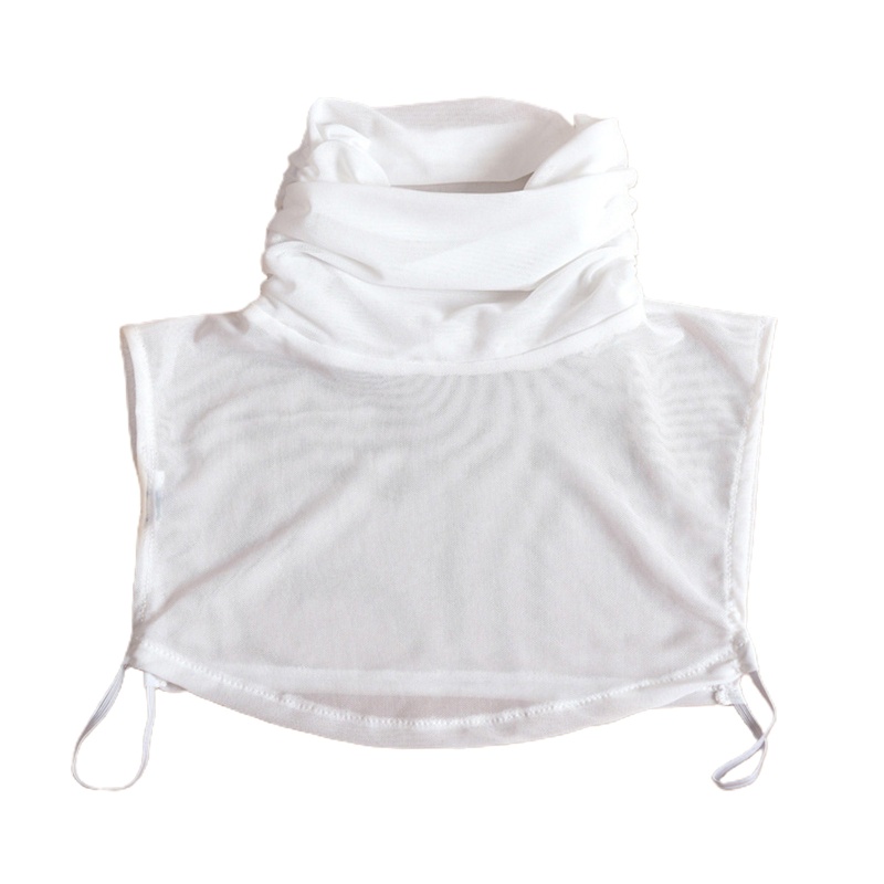 Han Áo Crop Top Lưới Nửa Cổ Rùa Màu Trơn Có Thể Tháo Rời Cho Nữ Nec