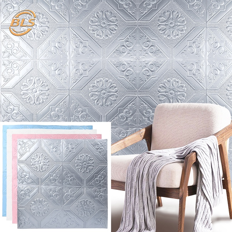 Giấy Dán Tường Hình Vuông Họa Tiết Hoa Cổ Điển Tự Dính Bằng XPE Chống Ẩm Chống Nấm Mốc Trang Trí Nhà Cửa